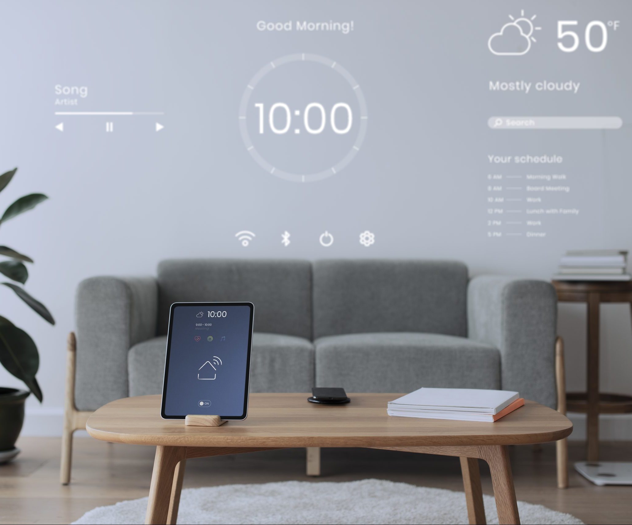 digital tablet screen with smart home controller wooden table scaled e1717104349339